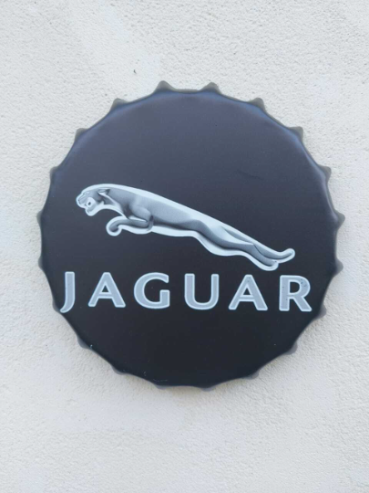 Vintage Jaguar Tin Metal Wall Art 30cm Pub Sign Handmade Bar Decor-image