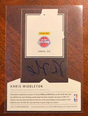 その他 Khris Middleton rc auto panini その他 Khris Middleton rc auto panini 2023-24 Khris