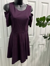 Express Purple Skater Cold Shoulder Dress Romantic Flare XS