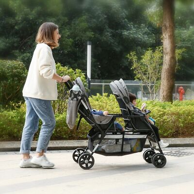Geschwisterwagen klappbar Kinderwagen Zwillingswagen Zwillingsbuggy Baby Buggy