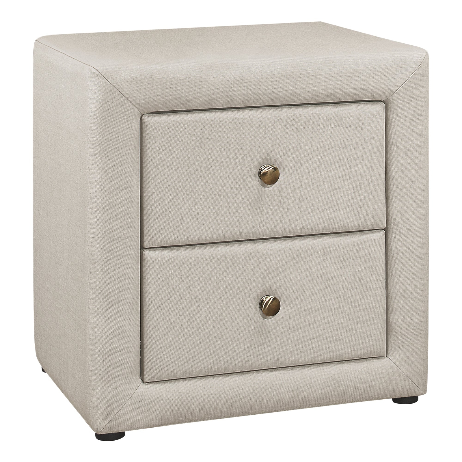 Beige Linen Upholstered Nightstand with Storage Drawer