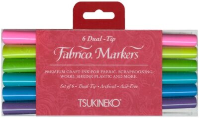 PF500007 Dual-Ended Fabrico Marker Color-Fast Gemstones 6-Piece Set