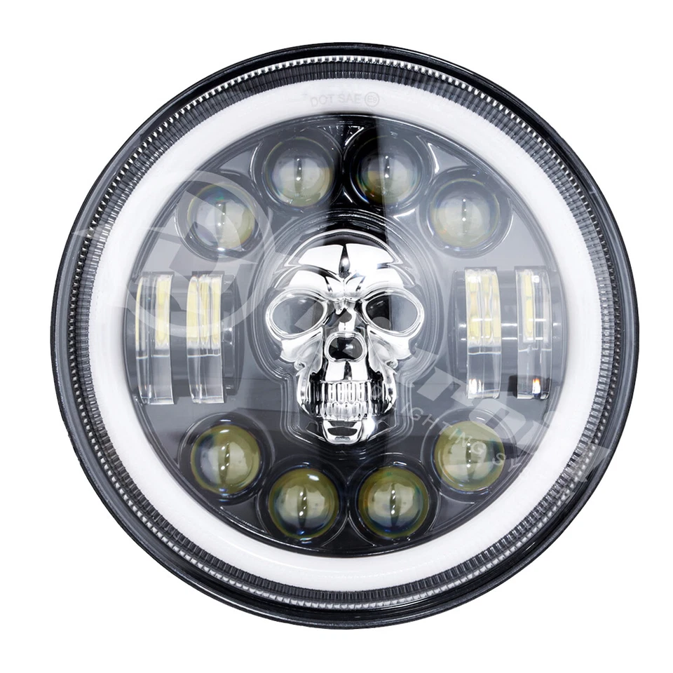 Faro LED RGB de 7 pulgadas H4 y anillo Halo DRL para motor Harley Touring Sportster Foto 2 de 4