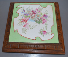 Ancien Dessous de Plat Musical Faïence et Bois Plusieurs Mélodie