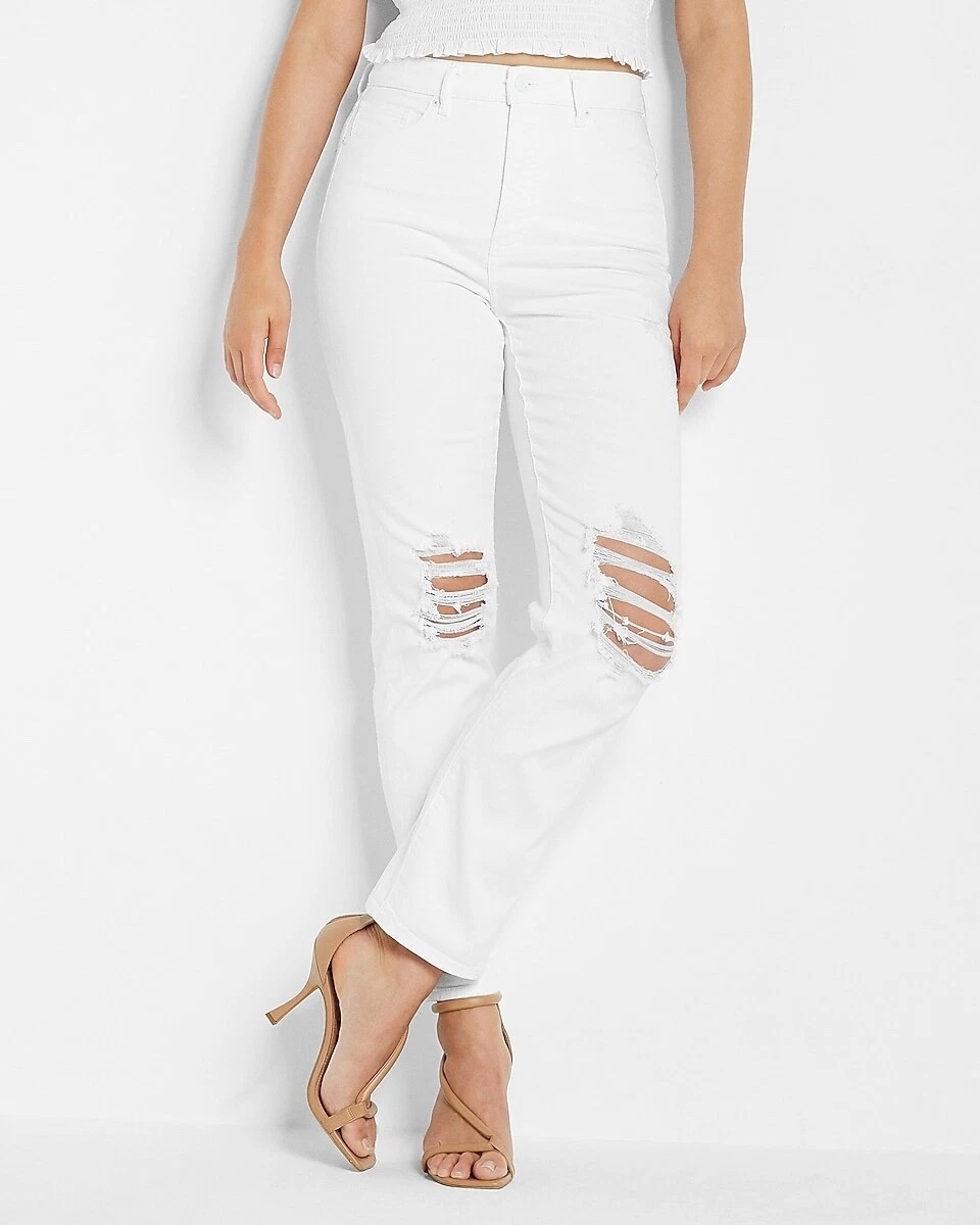 Express white ripped best sale jeans
