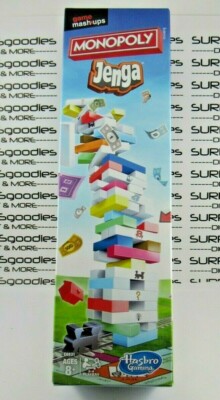 Hasbro 2019 Games Mash-Ups JENGA MONOPOLY Edition Classic Wooden Blocks Game NEW
