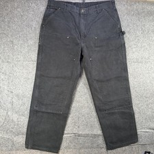 Carhartt Double Front Pants Mens 40x32 Black Loose Original Fit Carpenter B136