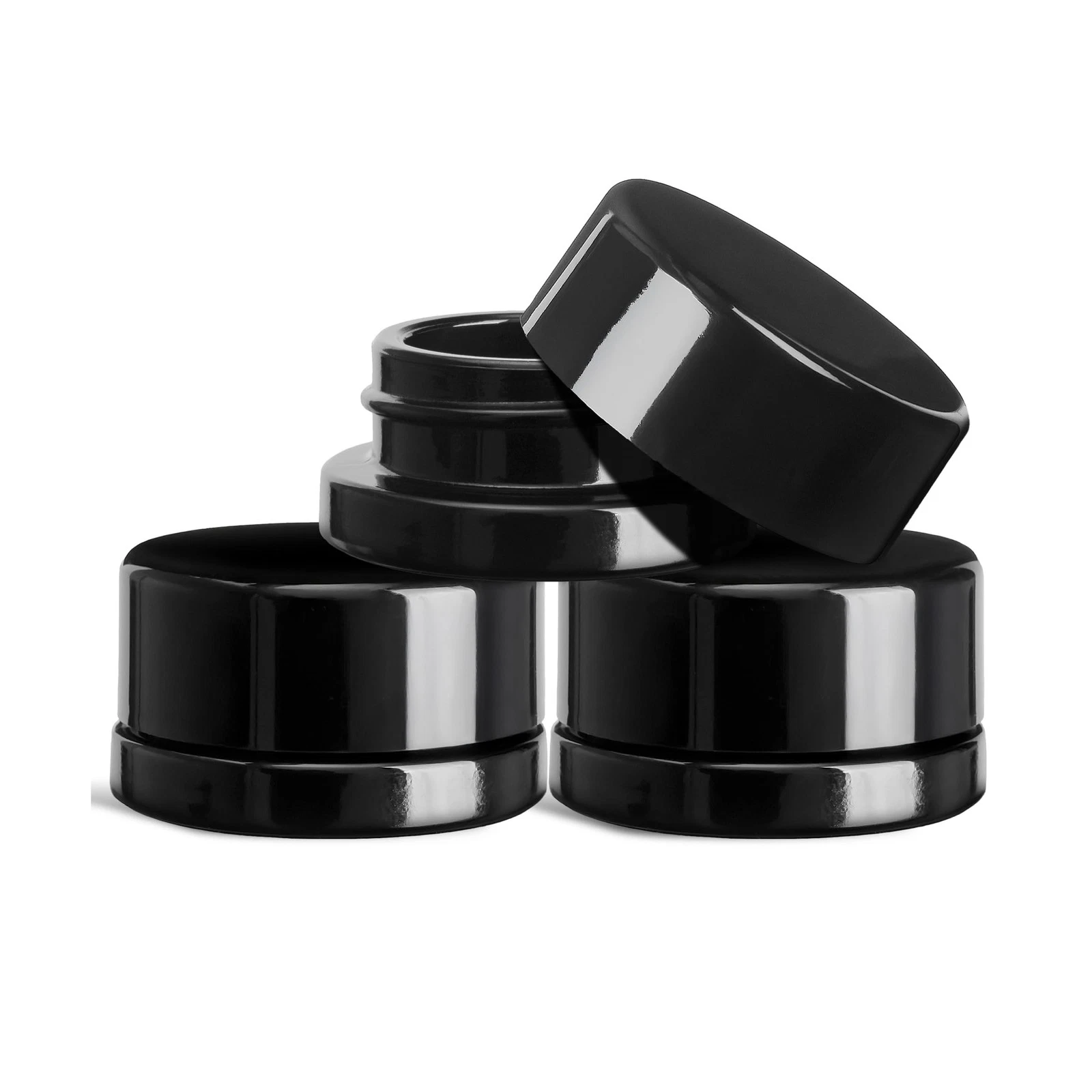 (200 Pack) 9ml Thick Black Glass Jars with Black Child Resistant Lids - UV Re...