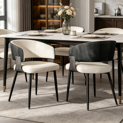 1-2PCS Faux Leather Kitchen Dining Chairs Reinforced Seaming Lounge Padded Seat
