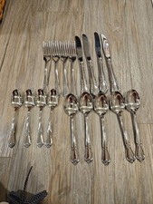 (NEW)Oneida Arbor Rose or True Rose Stainless Flatware 17 Pieces ~
