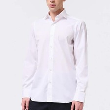 Finamore Napoli Alumo Swiss 100 Cotton White Dress Shirt Men XL Handmade Italy