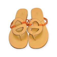 Hermes Tan & Orange Thong Sandals Made in Italy EU Size 40.5