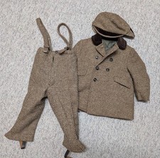 vintage 3PC snow suit TWEED equestrian HUNTING boys kids SIZE 3 hat pants coat