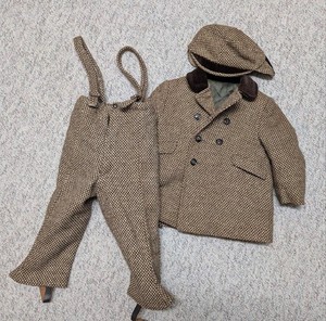 vintage 3PC snow suit TWEED equestrian HUNTING boys kids SIZE 3 hat pants coat
