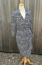 BNWT Wallis Size 16 Wrap Midi Dress Black And White Geometric Print Charity Sale