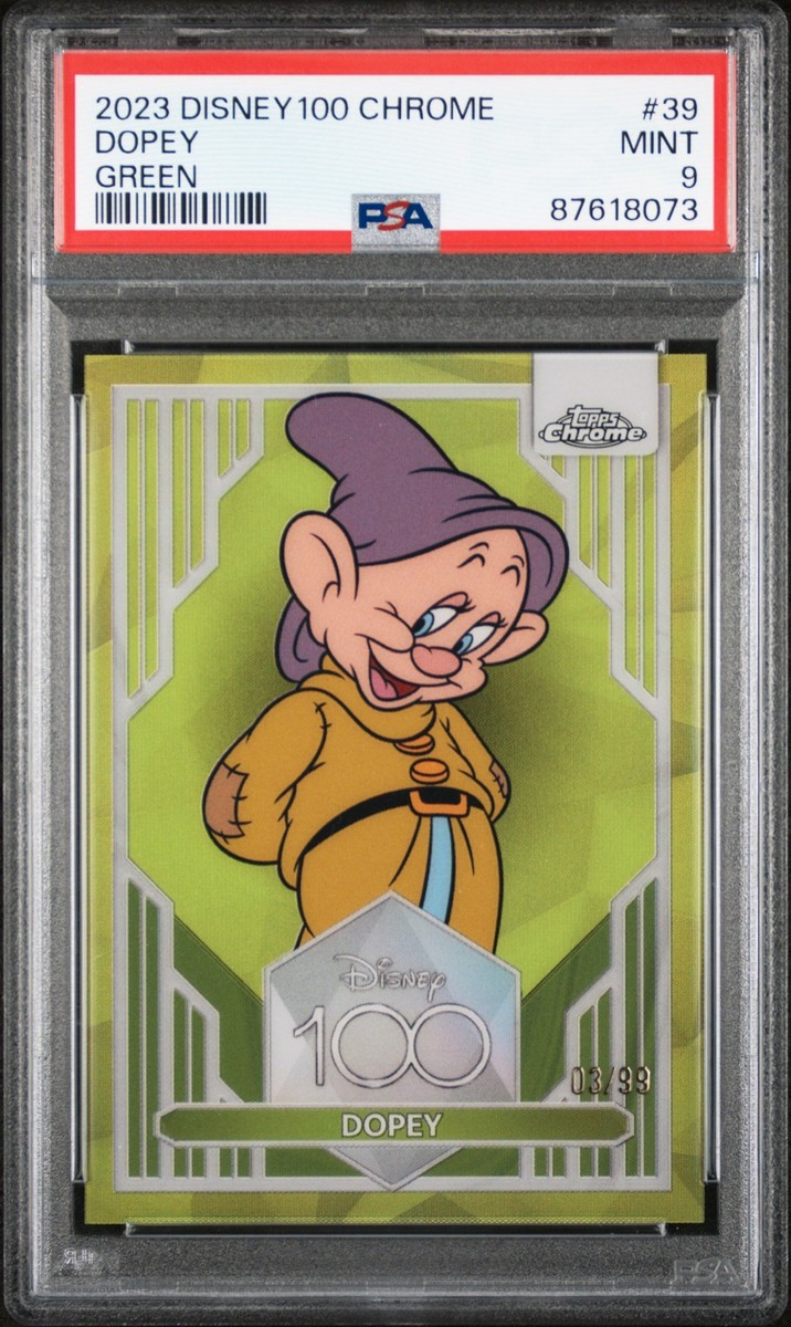 2023 TOPPS CHROME DISNEY100 GREEN REFRACTOR #39 DOPEY 3/99 PSA 9