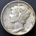 1918-D 10C Mercury Dime Semi-Key Date NICE DETAILS! XF! 90% SILVER (#8367)
