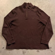 VTG Polo Ralph Lauren Men's Sz XL Quarter Zip Pullover Brown Knit Sweater Preppy