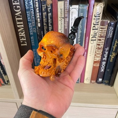 S.Yanik Meerschaumpfeife Skull Smoking Pipe, handgeschnitzte Ornament...
