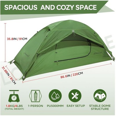 Waterproof Hiking Tent - Solo Camping Shelter