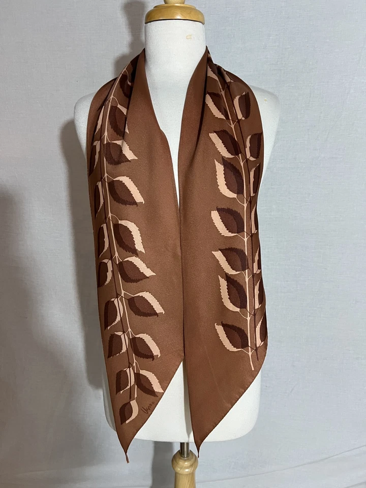 De Colección Vera Bufanda Cuello Envoltura Chocolate Marrón Hojas Otoño Rectangular Japón 60" x 7" Foto 2 de 4