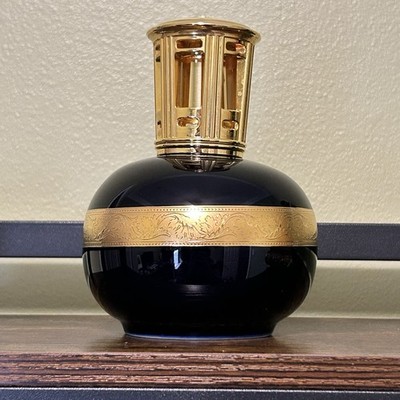 Vintage LAMPE BERGER Artoria Limoges Bottle Made In France Navy & Gold