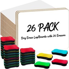 26 Pack Small White Board Dry Erase, Mini Dry Erase Board 9" x12 , Double Sid...