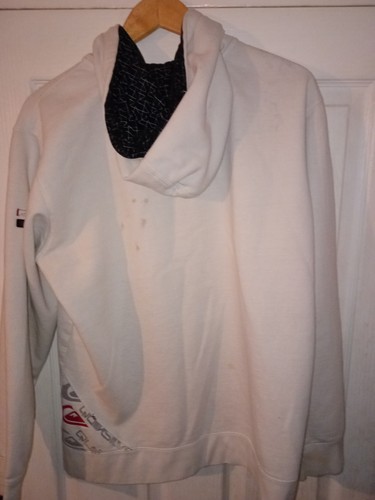 Mens Quicksilver Medium White Zip Up Hoodie Size M Very Good Condition - Picture 3 of 3