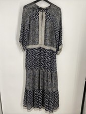 ULLA JOHNSON Silk Paisley Print Maxi Dress V-neck 3/4 Sleeve Size 6