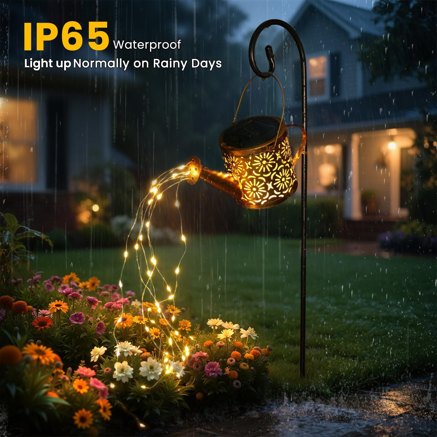 Solar Garden Lights Outdoor Decoration, Metal Solar Watering Can Lights Outdoor
