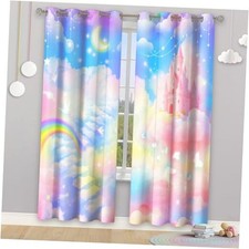 Princess Castle Curtains for Kids 42"W x 84"L Pack of 2 Fantasy Castle