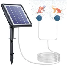Solar Pond Aerator, 2W & 2200mAh Solar Aquarium Air Pump with 2 Air Stone, 2 ...