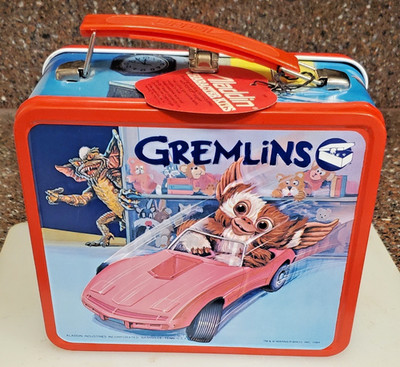 1984 Gremlins Movie W.B. Metal Lunchbox W/ Thermos Tag Aladdin NEAR MINT EXC VTG