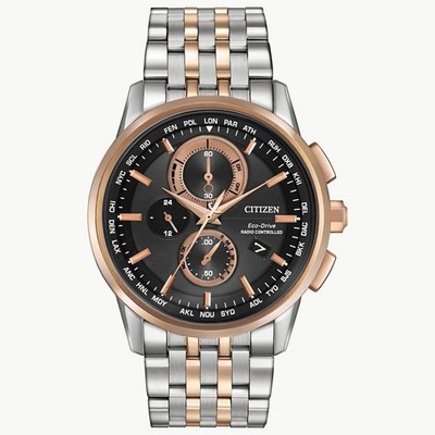 Citizen AT8116-57E Eco-Drive World Chronograph Mens ATOMIC 43 mm Watch MSRP $675