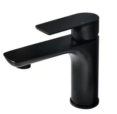 1-Handle 1-Hole Bathroom Faucet w/Modern Brass Bathroom Basin Taps, Matte Black