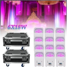 12Pcs Battery Powered Uplights Rechargeable Par Can 6x20W RGBWA UV LED Lights