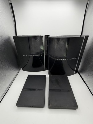 Lot of 4 Sony PlayStation PS2 & PS3 Fat Consoles Only For Parts or Repair
