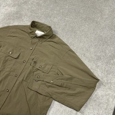 Duck Camp Shirt Mens Medium Green Lightweight Roll Tab Hunting Field Vented