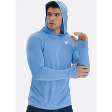 Telaleo Men's Blue UPF Long Sleeve Lightweight Running Hoodie Size L Pack of 3