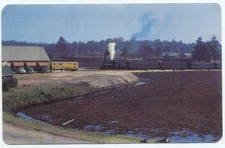 South Carver MA Train Approaching Railroad Station Massachusetts Postcard