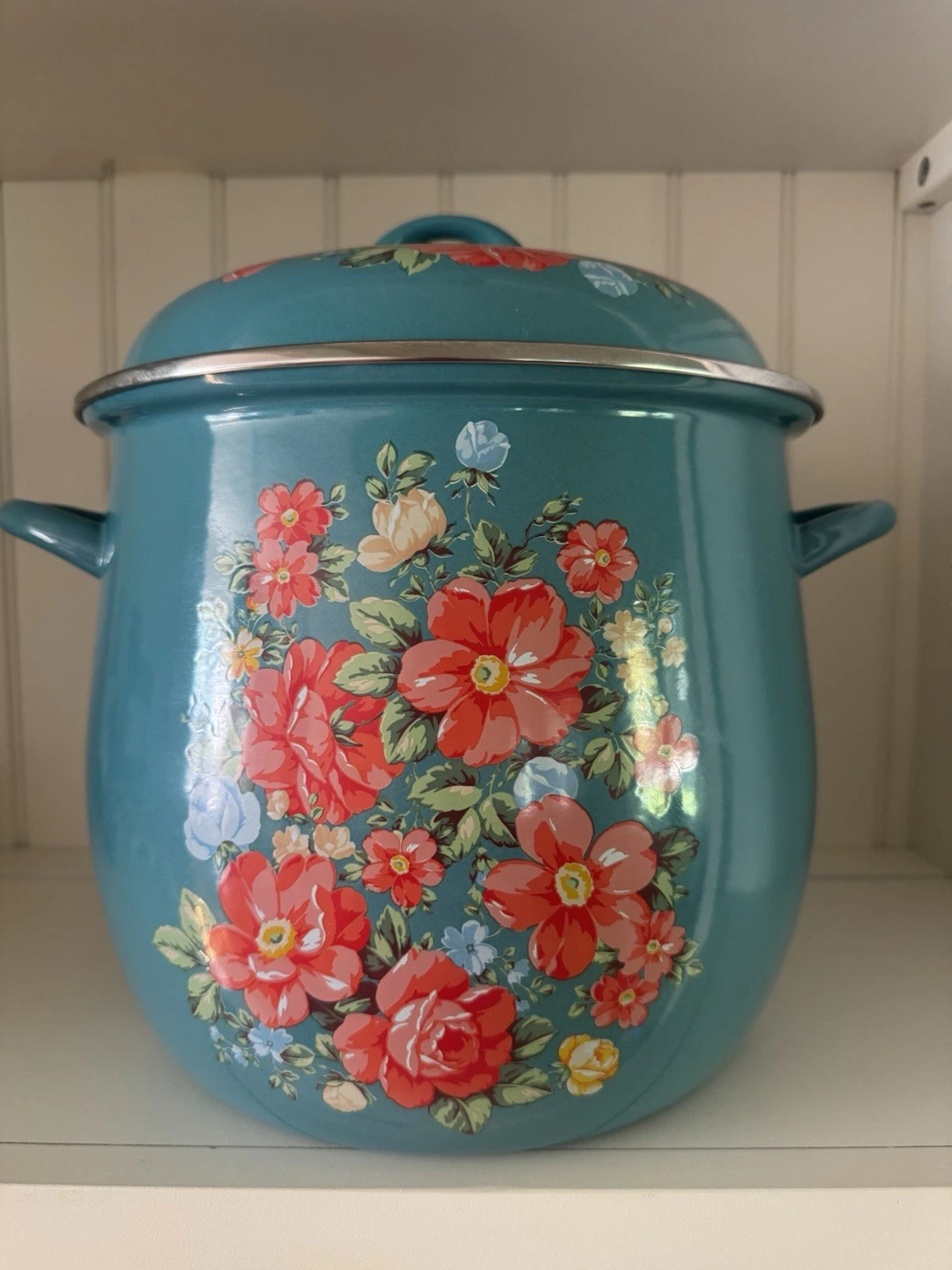 The Pioneer Woman Vintage Floral 12 Qt Enamel On Steal Stock Pot