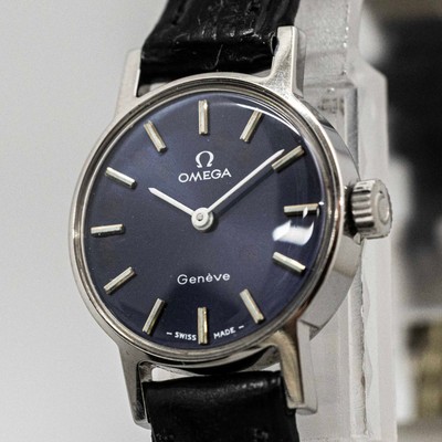 No Tariffs *NEAR MINT* Vintage OMEGA Geneve Cal.485 MT Navy Blue