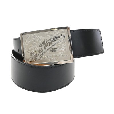 LOUIS VUITTON Ceinture Jeans Belt 80 32 Leather Black Silver Spain M6812 63TA241 LOUIS VUITTON Logo Ceinture Jeans Belt Leather Black Silver  main image 3