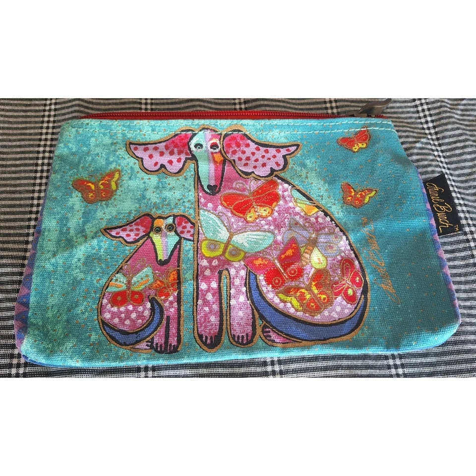 Laurel Burch-cosmetic bag- zipper top 9"X6" dog lovers nwot - Image 2 of 4