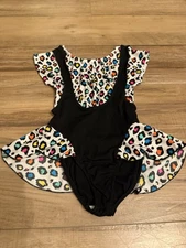 Body Motion leotard One Pc 1980’s Multicolor Animal Print Youth Girls Size: 8/10