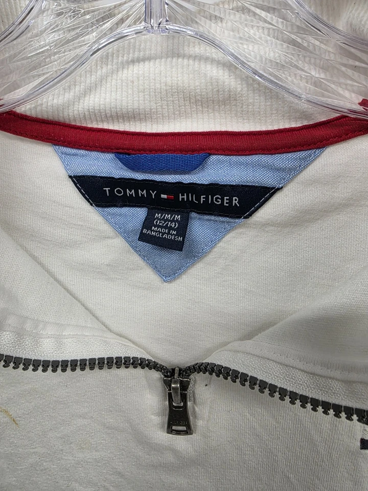 Tommy Hilfiger Suéter Niños 12 14 Sudadera Pullover Logo Cuarto Cremallera Foto 2 de 4
