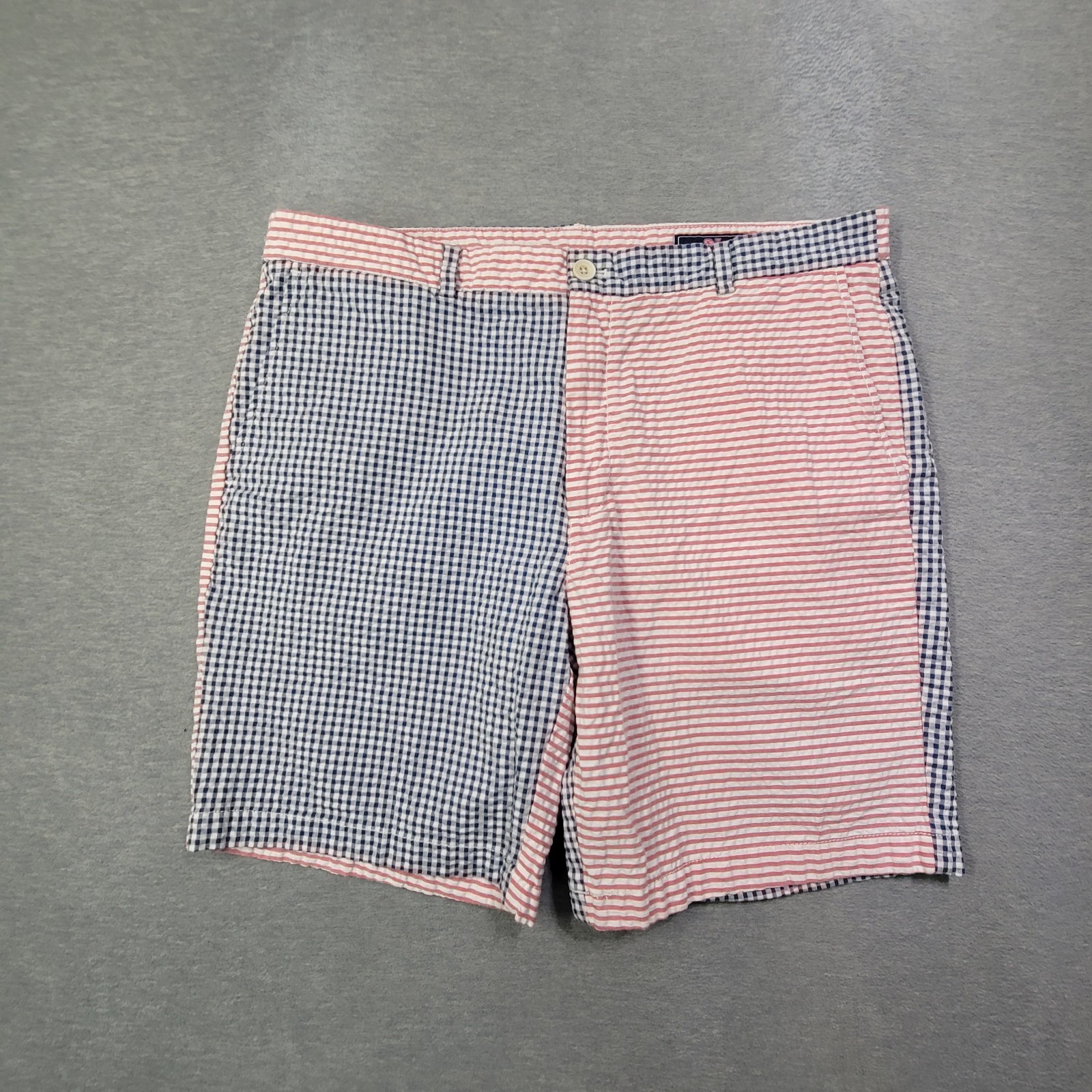 Vineyard Vines Shorts Mens 38 Red Blue Colorblock Striped Seersucker Breaker