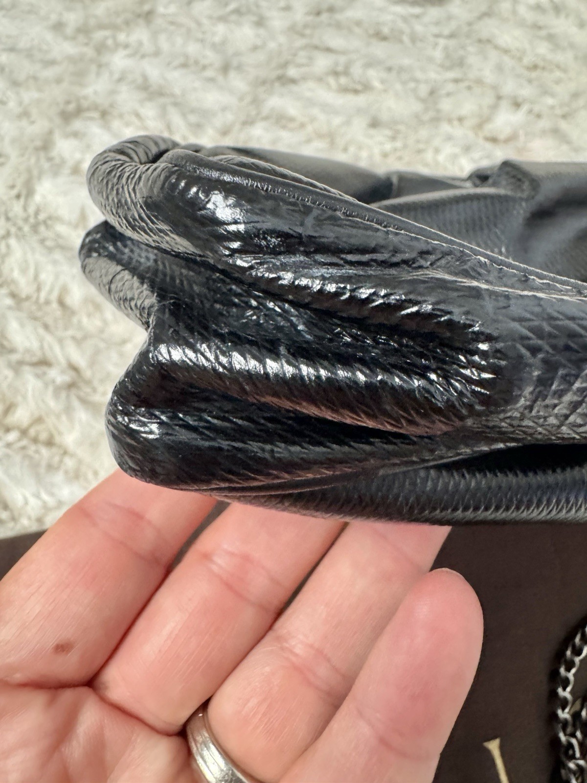 GUCCI VINTAGE PYTHON EMBOSSED CLUTCH CROSSBODY BL… - image 8