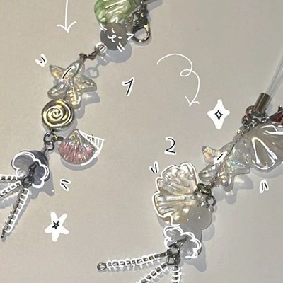 Cute Phone Charm Strap Summer Ocean Style Seashell Jelly Fish Pendant Key Str A1