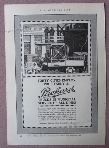 1915 Ad * Packard Trucks for Municipal Service NEW Type Chainless Trucks 7 Sizes